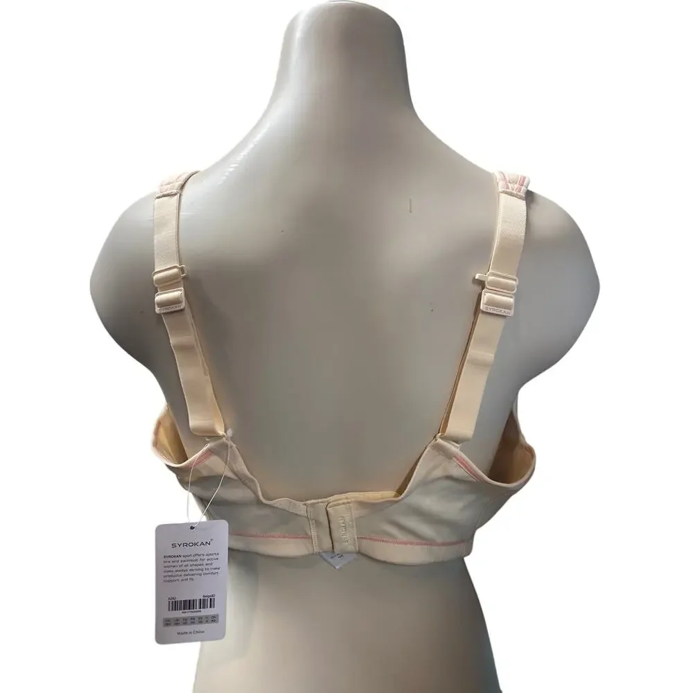 Syrokan Women's Size 36H Convertible Strap Underwire Sports Bra Beige Cream NWT